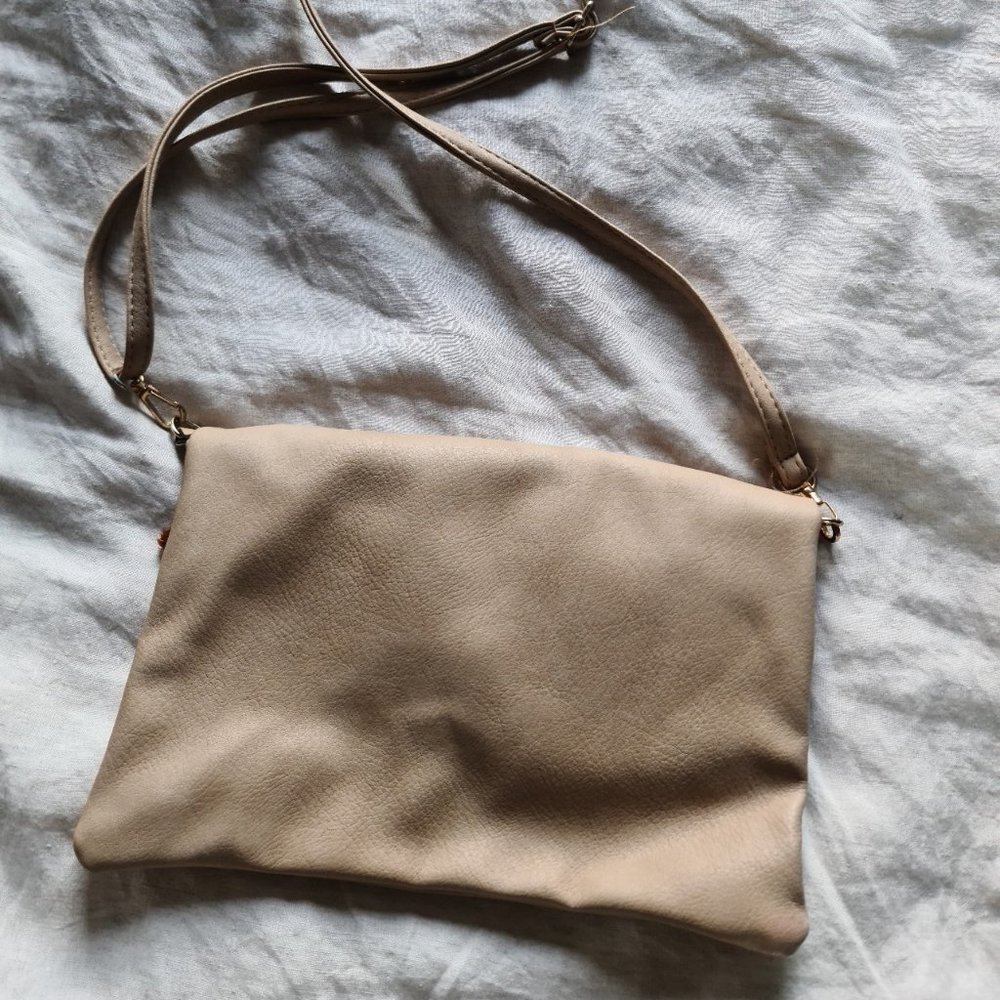 Nude Multicoloured Embellished Tassel Boho Festival Crossbody Shoulder Bag - Picture 6 of 6